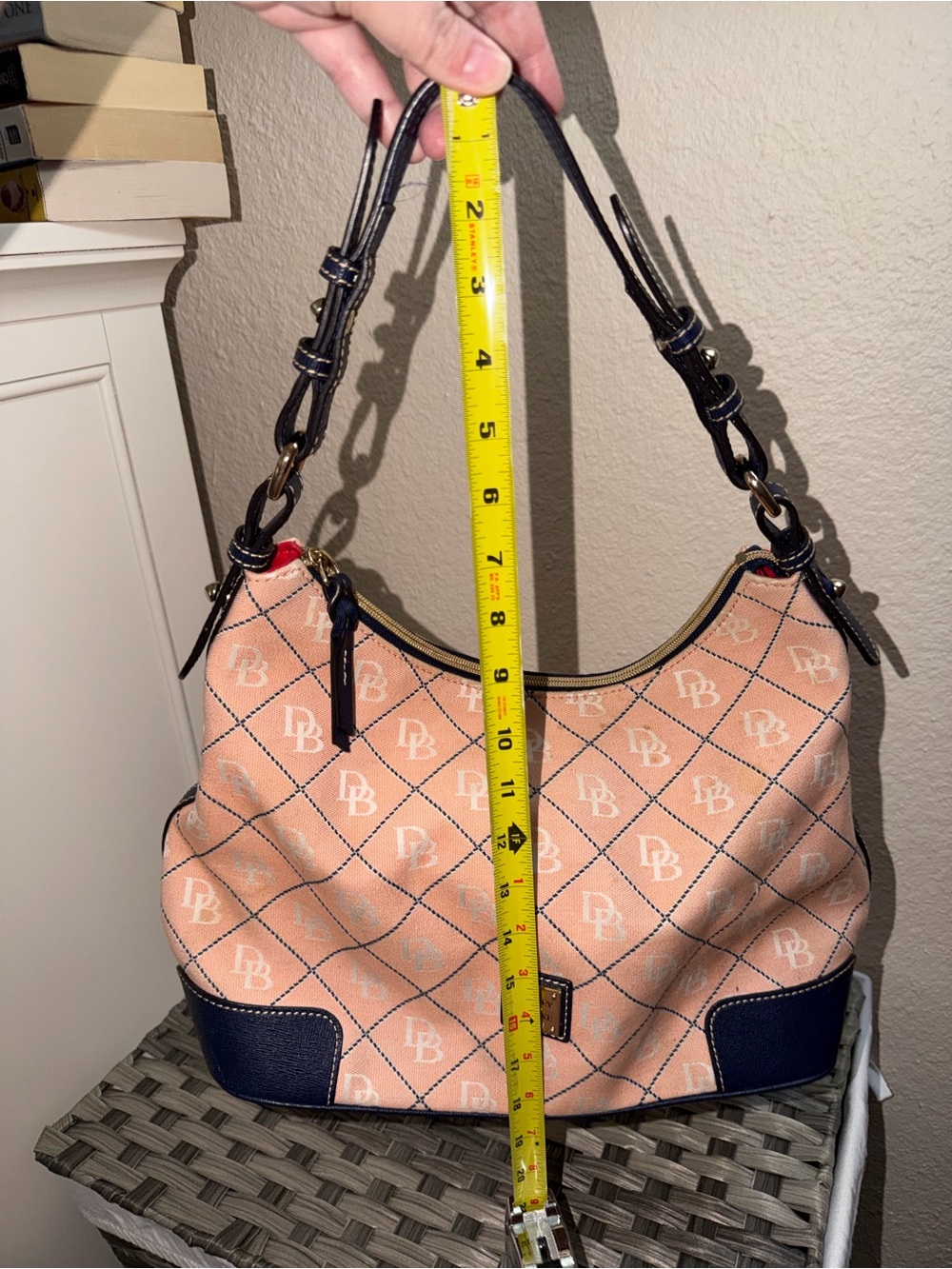 Dooney & Bourke Peach and Navy Monogram Shoulder Bag - Picture 12 of 16